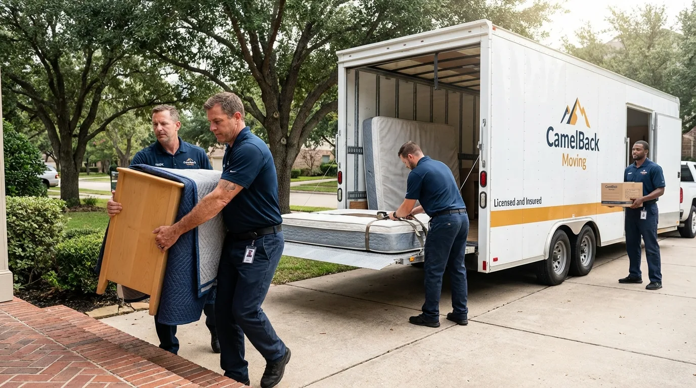 Crew loading residential truck for cross-state move from Stafford Springs, CT