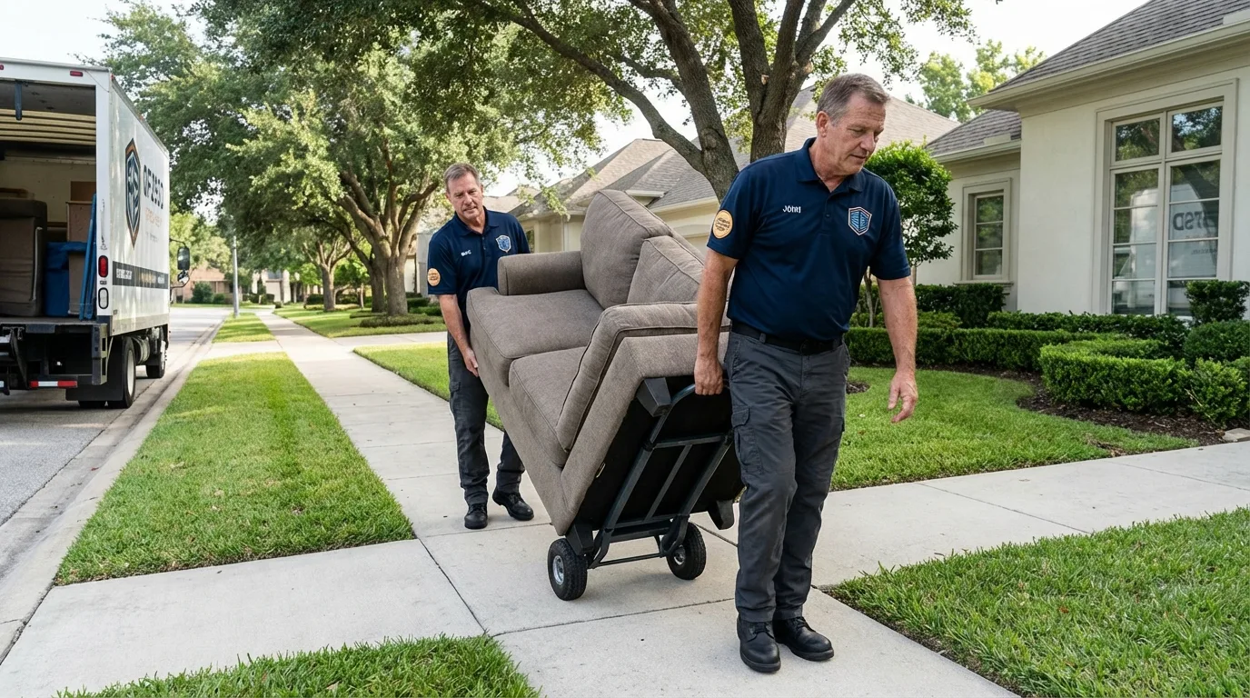 Local residential moving crew loading furniture in Stafford Springs, CT